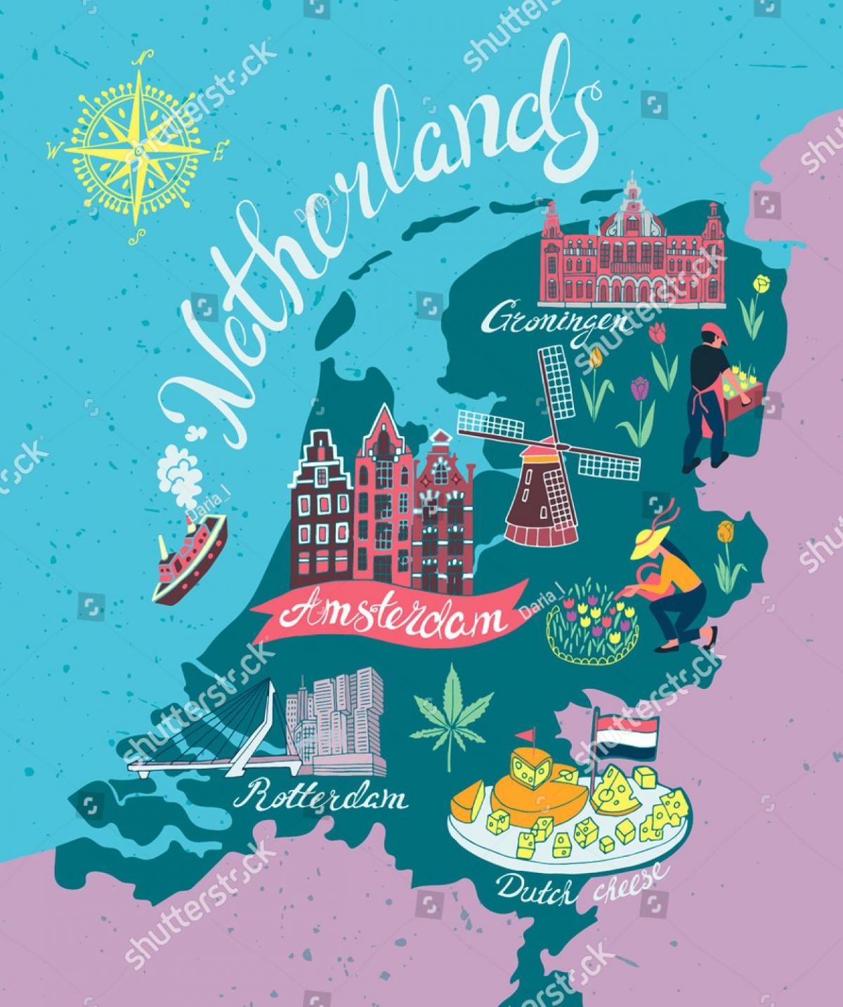 Paesi Bassi mappa delle attrazioni turistiche