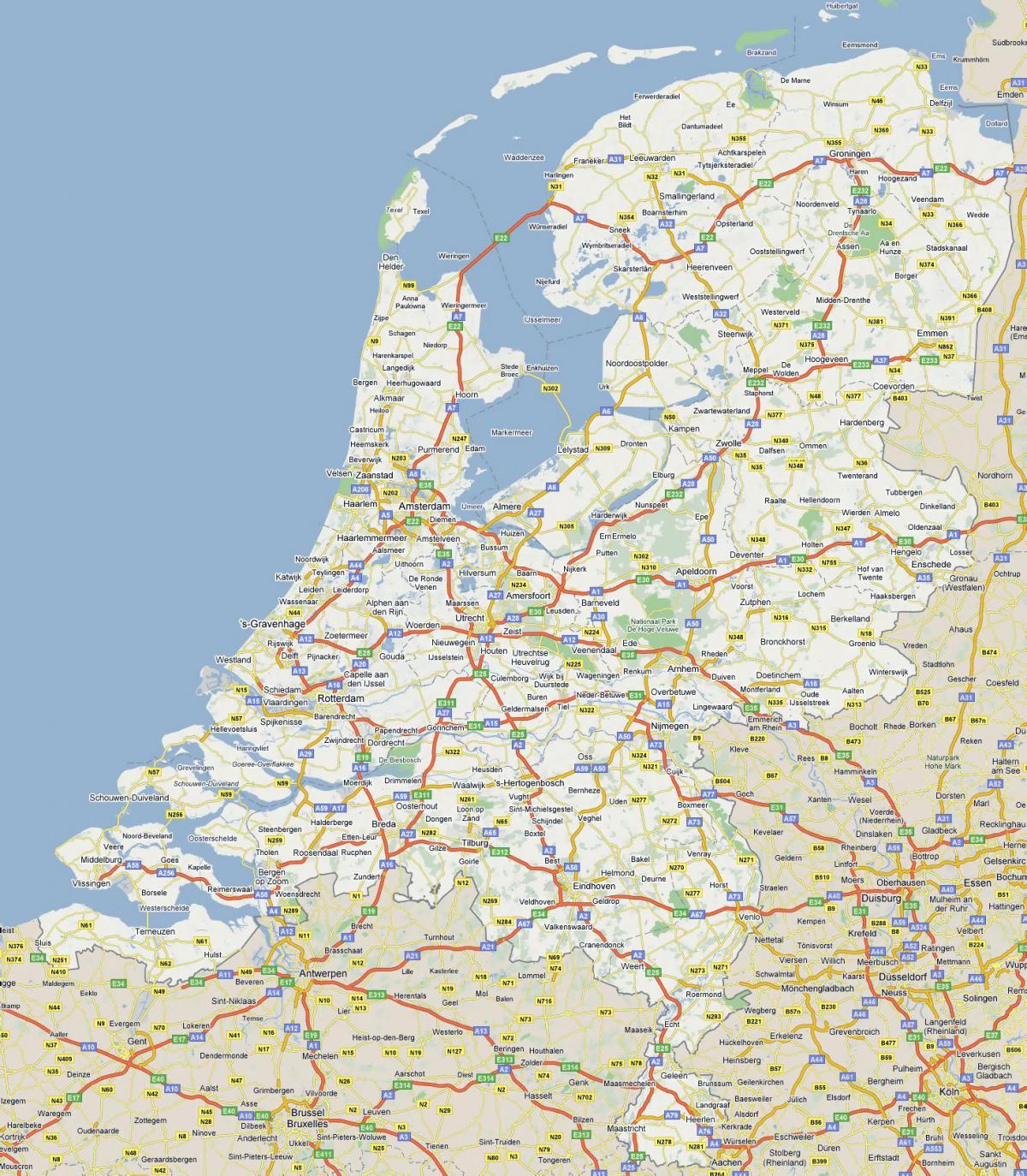 Mappa delle autostrade dei Paesi Bassi