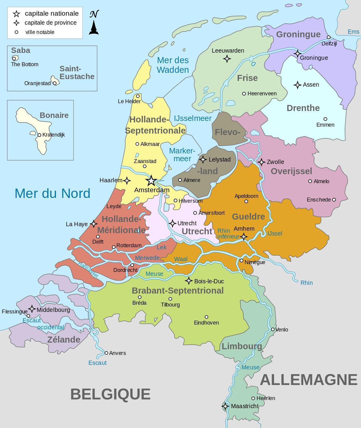 Mappa delle zone dei Paesi Bassi