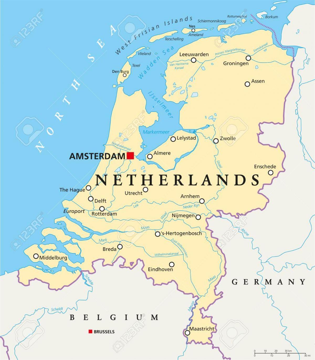 Fiumi in Olanda mappa