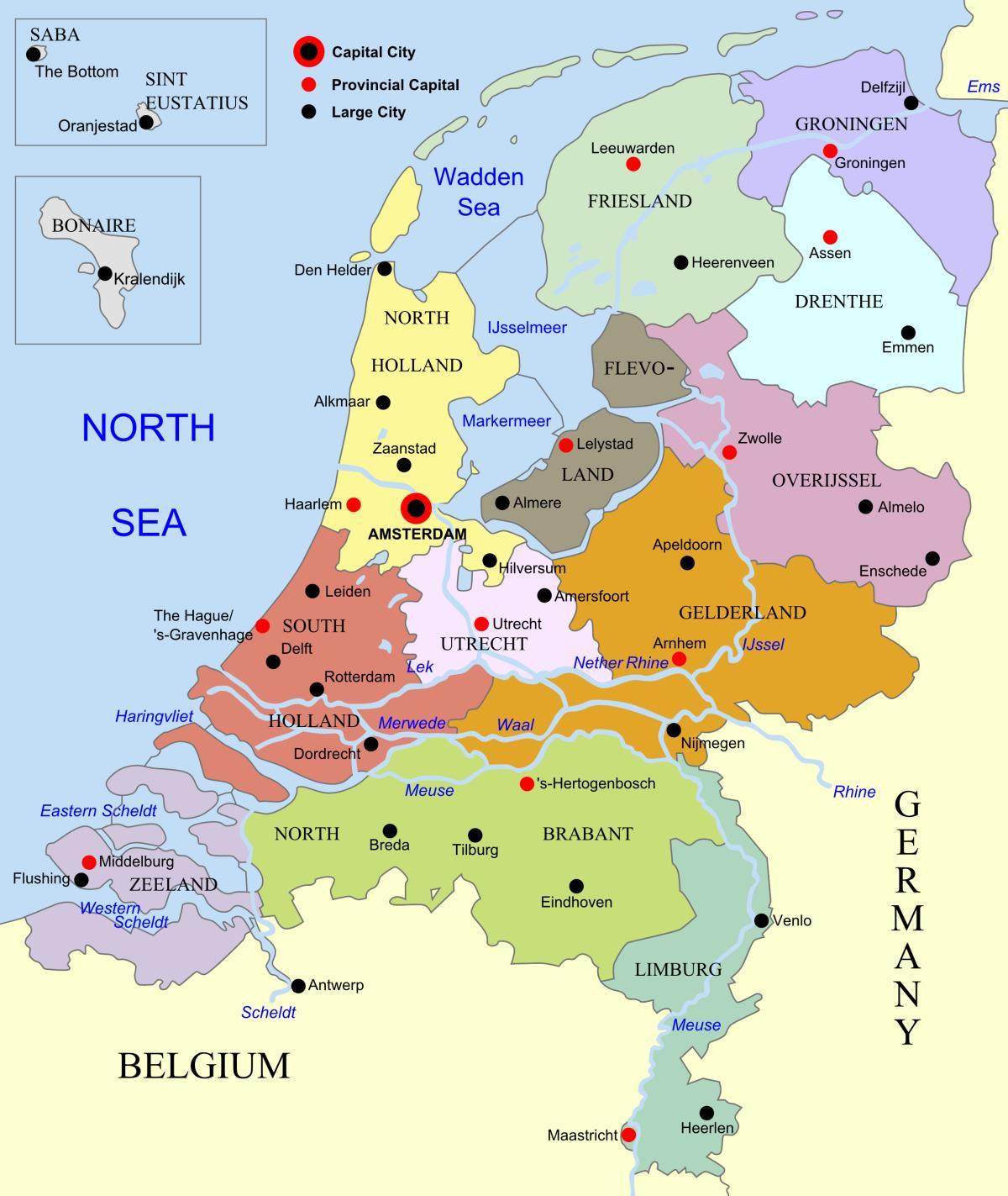Paesi Bassi su una mappa