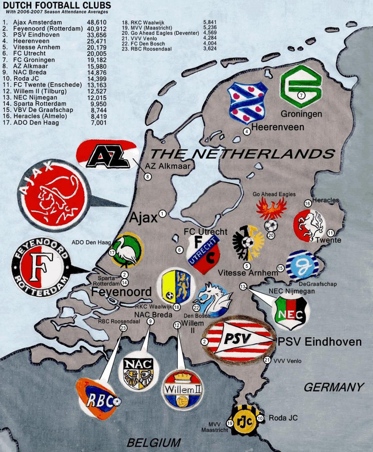 mappa degli stadi di Paesi Bassi